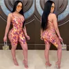 حلاوة المرأة السروال القصير نحيل مثير إمرأة بذلة الصيف playsuit السراويل عارية الذراعين الدانتيل يصل bodycon ليلة حزب النادي وزرة