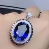 2pcs Pack 2021 Blue Color Necklace Oval OPEN RING Luxury For Women Lady Anniversary Gift Jewelry Bulk J5802