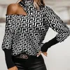 Sexy Off Shoulder Long Sleeve Tee Shirt Round Neck Spring Autumn Lady Hot Deals Tops Fashion Love Printing Women Clothing Blouse