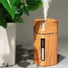 Mini humidificateur portable grain de bois 300 ml ultrasonique voiture arôme arôme diffuseur couleur LED lampador pour le bureau à domicile 210727556622