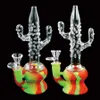 Vatten Rökning Rör Shisha Hookah Glas Bong Starigh Silikon Slang Joint Oil Rig Cactus Hookahs Höjd 8.4 "