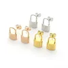 Top Quality Lock Pendant Women Designer Studs Titanium Steel Lover Earrings Gold Silver Rose Colors Hoop For Fashion Jewelry Wholesale