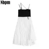 Women's Clothing Patchwork Spaghetti Strap Dress Folds Bow Fishtail Female Dresses Backless Sweet Sleeveless Sundresses Top 210529