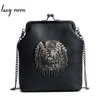 Sac de messager Vintage pour femmes en cuir PU métal gland mode cadre pochettes Style Punk bandoulière chaînes épaule