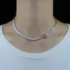 Collane con ciondolo Rettangolo di ghiaccio Cubic Zirconia CZ Catena da tennis Mezza apertura Link Chiusura a levetta Nuova moda Collana girocollo da donna 220212945685