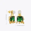 Stud ENFASHION grön sten örhängen för kvinnor Gold Color Hand Piercing Örhängen 2021 Gift Pearl Pendientes mode smycken E1270