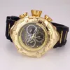 TA Luxury Gold Watches Men Sport Quartz Watches Chronograph Auto Date Rubber Band Wast Watch for Male Gift2237