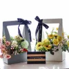 Portable Foldable Flower Box Waterproof Paper Packing Bag Florist Fresh Flower Carrier Bag Handmade Bouquet Basket Wedding Gift Y0712