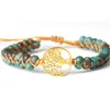 Frosted Natural Stone Bead Armband Hand-Woven Twine Double Tree Tree of Life Yoga Armband GC448