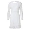 Mode-Dames Holle White Kant Jurk 2021 Backless Sexy Body Avondjurken Dame Party Jurk Casual Beach Rok Khlkj