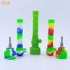 hot selling mini glass tube silicone smoking pipes with 10MM Titanium nails bee silicone bong tobacco smoke oil rig hand pipe 5.1" bongs