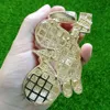 Storlek Högkvalitativ mässing CZ Stones Cartoon Money Bag Pendant Hip Hop Halsband Smycken Bling Iced Out CN044B 210323