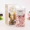 Multi-capacity Plastic Food Storage Box Kitchen Refrigerator Containers Transparent Sealed Cans Lid 1900ml fresh-keeping Tanks 211110