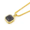 Mens Square Ruby Pendant Necklace Gold Box Chain For Men Fashion Hip Hop Necklaces Jewelry