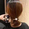 Bandas elásticas para el cabello con adorno de perlas grandes de lujo para mujer, Franela suave, accesorios para el cabello, pasadores para niña