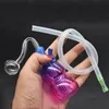 Atacado barato Hookah Shisha Rasta colorido queimador de óleo de água bong tubo de viagem mini downstem vidro dab rig bongos para fumar com tigela masculina de 10mm e palha de silicone