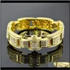 Link, Chain Drop Delivery 2021 Mens Hip Hop Bracelets Jewelry Iced Out Gold Sier Fashion Simulation Diamond Crystal Black Bracelet Rzzpu