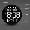 12 Inch LED Large Number Wall Clock Digital Temperature And Humidity Electronic Clock Modern Design Decoration Home Office Decor 210325