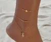 다층 남자 여자 Anklets 쥬얼리 파인애플 파란색 별 펜던트 발목 팔찌