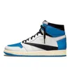 Travis Scott x Fragment Design x Air Jordan 1 Low 1 High OG SP Basquete Sapatos Militares Azul Sapato Moda Homens Mulheres Treinadores Esportes Sneakers EUR 36-46