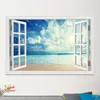 ウォールステッカーステッカーウィンドウ窓の装飾的な夏のビーチひまわりの風景ポスター3D壁紙キッチンの装飾