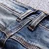 Włoski Styl Moda Mężczyźni Jeans Retro Niebieski Elastyczne Slim Fit Ripped Denim Spodnie Streetwear Vintage Designer Hip Hop Długie Spodnie