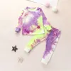 Meisje Tie Dye Boutique Outfit Kleding Kerst Kind Casual T-shirt Top + Broek 2PC Trainingspak Kinderen Set Apparel 53 Z2