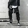 2021 Joggers lastbyxor för män Casual Hip Hop Hit Färgficka Manliga byxor Sweatpants Streetwear Ribbons Techwear Pants X0723