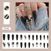 False Nails 24PCS Fake Nail Patch Coffin Head Ballet With Gold Butterfly Decor Sweet Style Wearable Full Finished Prud22