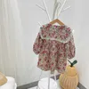 Jurken van meisjes European en American Children's Herfst Korean Floral Long Sleeve Princess 210625