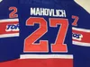 사용자 정의 빈티지 # 27 Frank Mahovlich 토론토 Toros 1974 Wha CCM Hockey Jersey 블루 스티치 모든 이름 번호 S-5XL