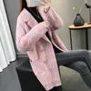 2020 Nova Moda Faux Mink Pele Casacos Outono e Inverno Jaqueta Mulheres Solto Tamanho Grande Malha Longo Casaco Cardigan Feminino Espessamento Y0829