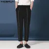 Fashion Men Rivet Pants Button Nightclub Party Streetwear Joggers Korean Straight Trousers Punk Casual S-5XL INCERUN Men's