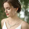 Handgemachte Süßwasserperlen Hochzeit Schmuck Sets Silber Farbe Floral Braut Ohrringe Halskette Set Damen Accessoires