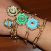 Pulsera con abalorio geométrico bohemio para hombre, bisutería de sol y luna arcoíris, joyería Vintage, pulseras de oro turco con piedra CZ