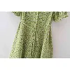 Zomerjurk Floral Printing Mini Puff Sleeve Country Style Chic Blouses Swashes A-lijn Vestidos Mujer 210421