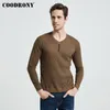 Marka Coodrony Sweter Men Buttual Button V-Neck Pullover Shirt Spring Autumn Slim Fit Długie rękawie miękkie bawełniane ciąg Homme 220108