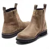 HMXO odporne na zużycie warzyw opalone Brytyjskie Styl Set Foot High-Top Men Boots Casual's Shoes Black Chelsea 211217