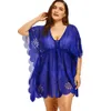 OLOMM New 6 summer Plus size women s clothing Sun protection clothing Beach swimsuit cover up Sexy V neck perspective 210319