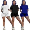 Bulk Womens Dois Peças Set Sportswear Tracksuits Verão Mulheres Roupas de Manga Curta Sworts Outfits Top Senhoras Calças Suits 2021 Tipo Venda KLW6354