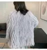 女性の毛皮の女性のフェイクレディースウィンタージャケットタッセルコート女性本物のアライグマルーレックスファッションウォームスノーアウンドアウンドオーバーコートラグジュアリー