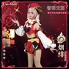 Gorąca gra Gensshin Impact Yanfei Cosplay Costume Sweet Cute Combat Uniform Female Activity Party Role Graj odzież S-XL Nowy Y0913