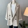 Kvinnors kostymer blazers vintage överdimensionerade blazer kvinnor täcka avslappnad långärmad kostym jacka casaco feminino mode svarta kontor damer toppar