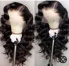 Diva1 Body Wave 360 ​​Full Lace Frontal Human Hair Wigs Pre Plocked Natural Hairline Brazilian HD Transparent Naturel Wig 150% Täthet
