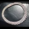 Chaîne lourde de 19mm de large, bordure en diamant glacé, chaîne à maillons cubains, chaîne hip hop, collier 218Y