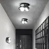 Noordse LED -plafondlamp Zwarte glazen bal kroonluchter voor ingang Corridor Gangen Balkon Aisle Indoor Decoratie Armaturen Lichten