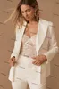 Koronkowa Stain Beach Sukienki kombinezon z długim rękawem 2021 Sweetheart Vestido de Noiva Boho Bridal Pant Suit