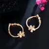 Fashion Hoop jewelry designer earring 18K Gold Plated AAA Cubic Zirconia Copper Flower Earrings White CZ Circle Earrings Valentines Day For Women Party Girls Gift