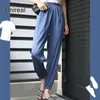 Unireal 여름 새틴 하렘 바지 여성 높은 허리 캐주얼 바지 패션 얇은 느슨한 여성 스웨트 210706