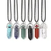 Reiki Healing Crystal Stone Pendant Chakra Rose Tiger Eye Rope Choker Halsband Wholesale Energy Pendants Crystal Necklace Jewelry